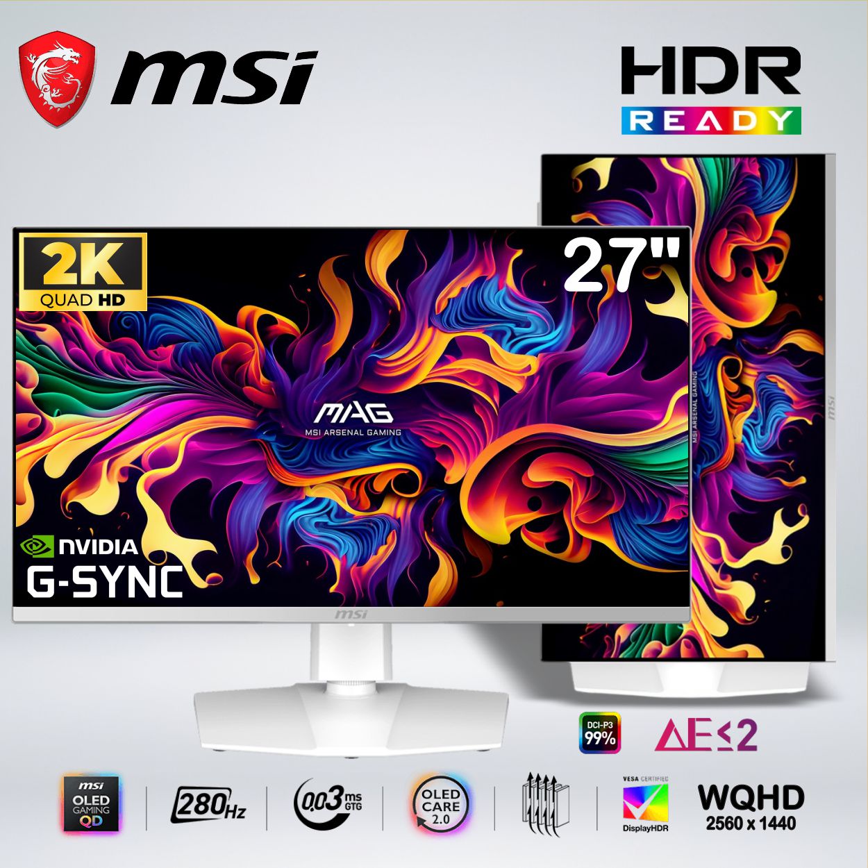 MONITOR GAMER MAG 271QPW QD-OLED X28 WQHD 27 pulgadas 280hz 0.03ms HDR panel QD-OLED