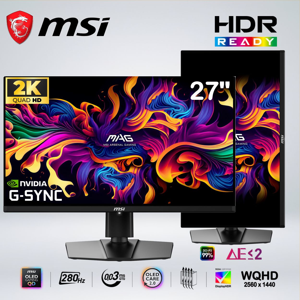 MONITOR GAMER MAG 271QP QD-OLED X28 WQHD 27 pulgadas 280hz 0.03ms HDR panel QD-OLED