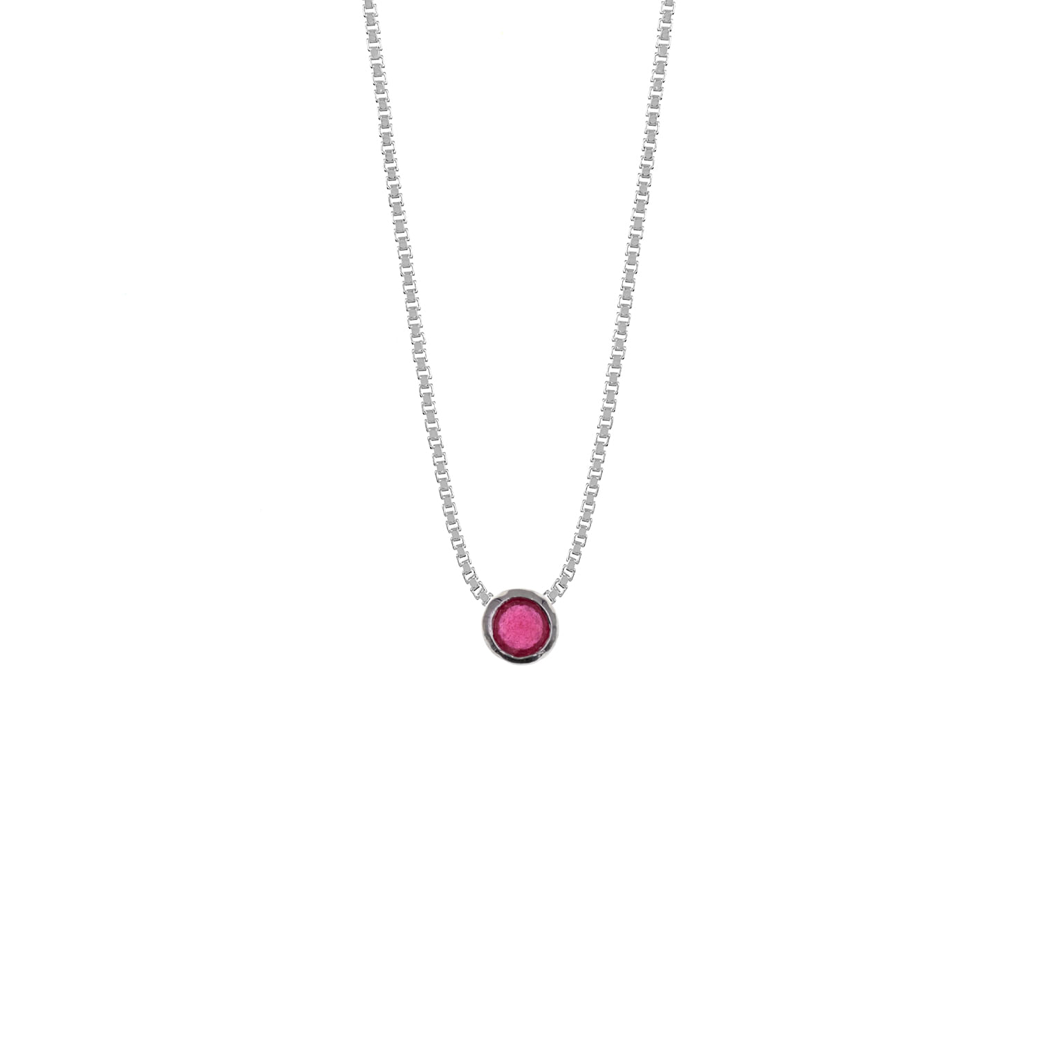 Collar Plata 925 Redondo Rubí Mujer Baliq