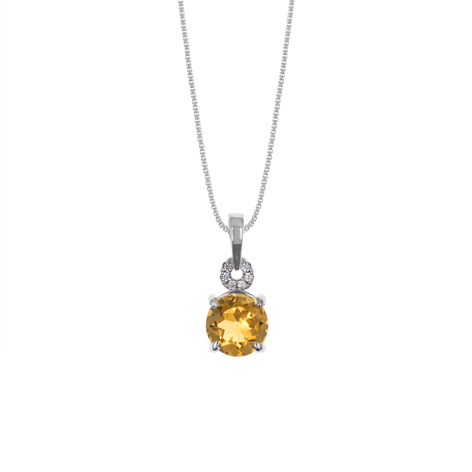 Collar Plata 925 Casual Citrino Mujer Baliq
