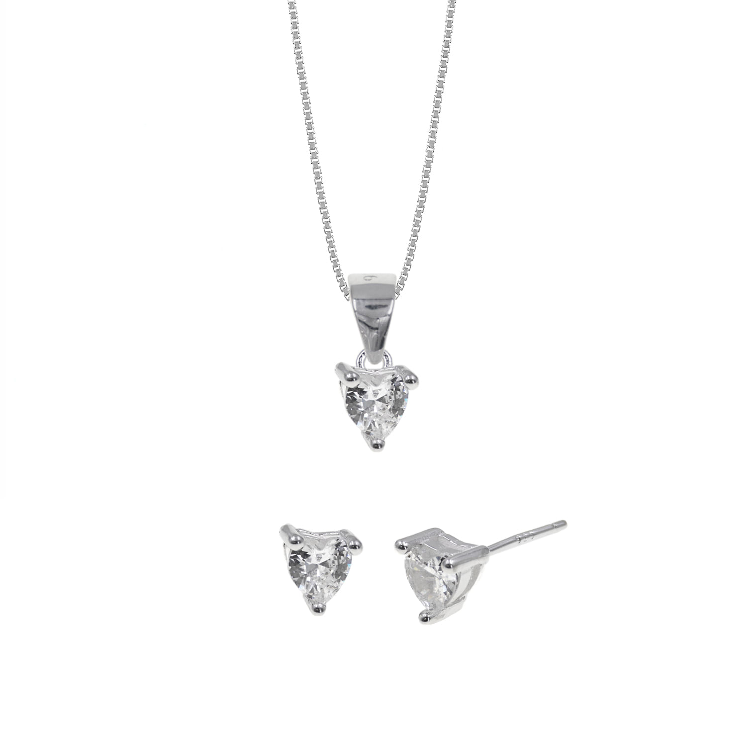 Set Collar Y Aretes Plata 925  Corazón Mujer Baliq
