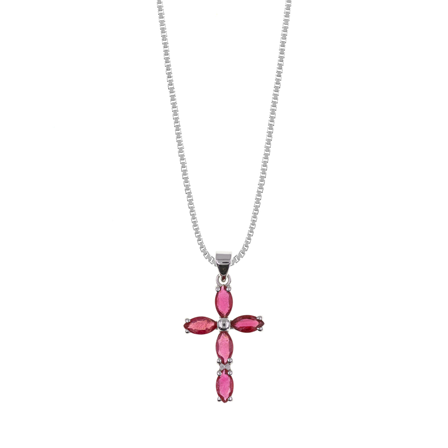 Collar Plata 925 Flor Rubí Mujer Baliq