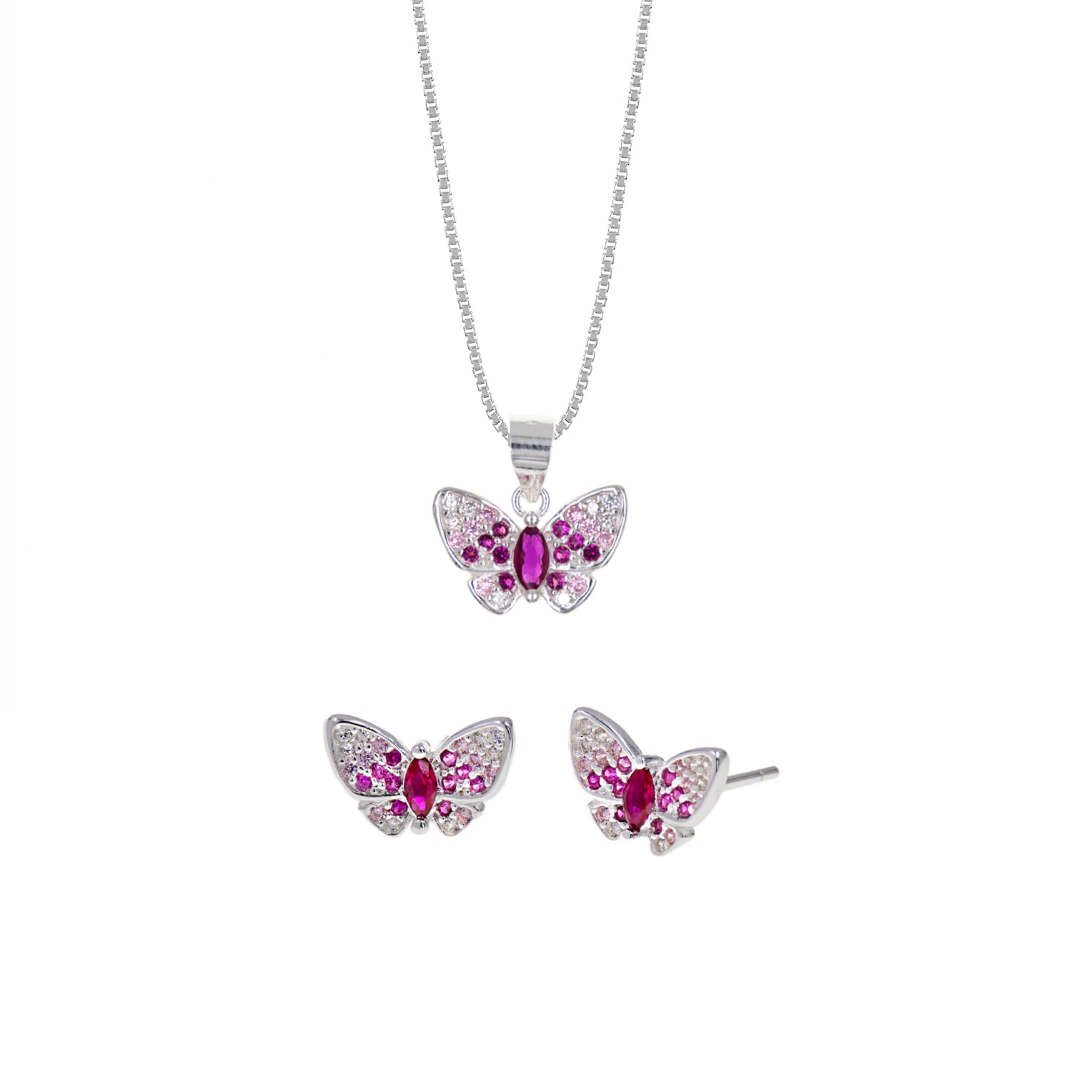 Set Collar Y Aretes Plata 925 Mariposa Mujer Baliq