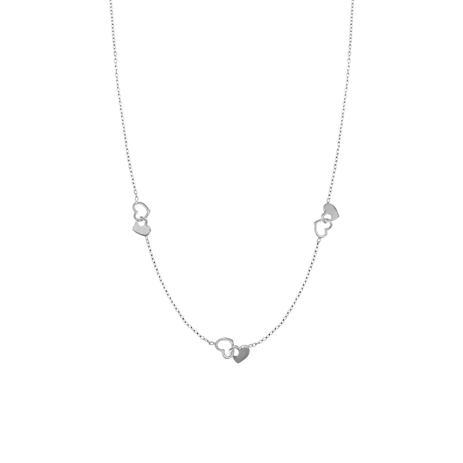 Collar Plata 925 Dos Corazones Mujer Baliq