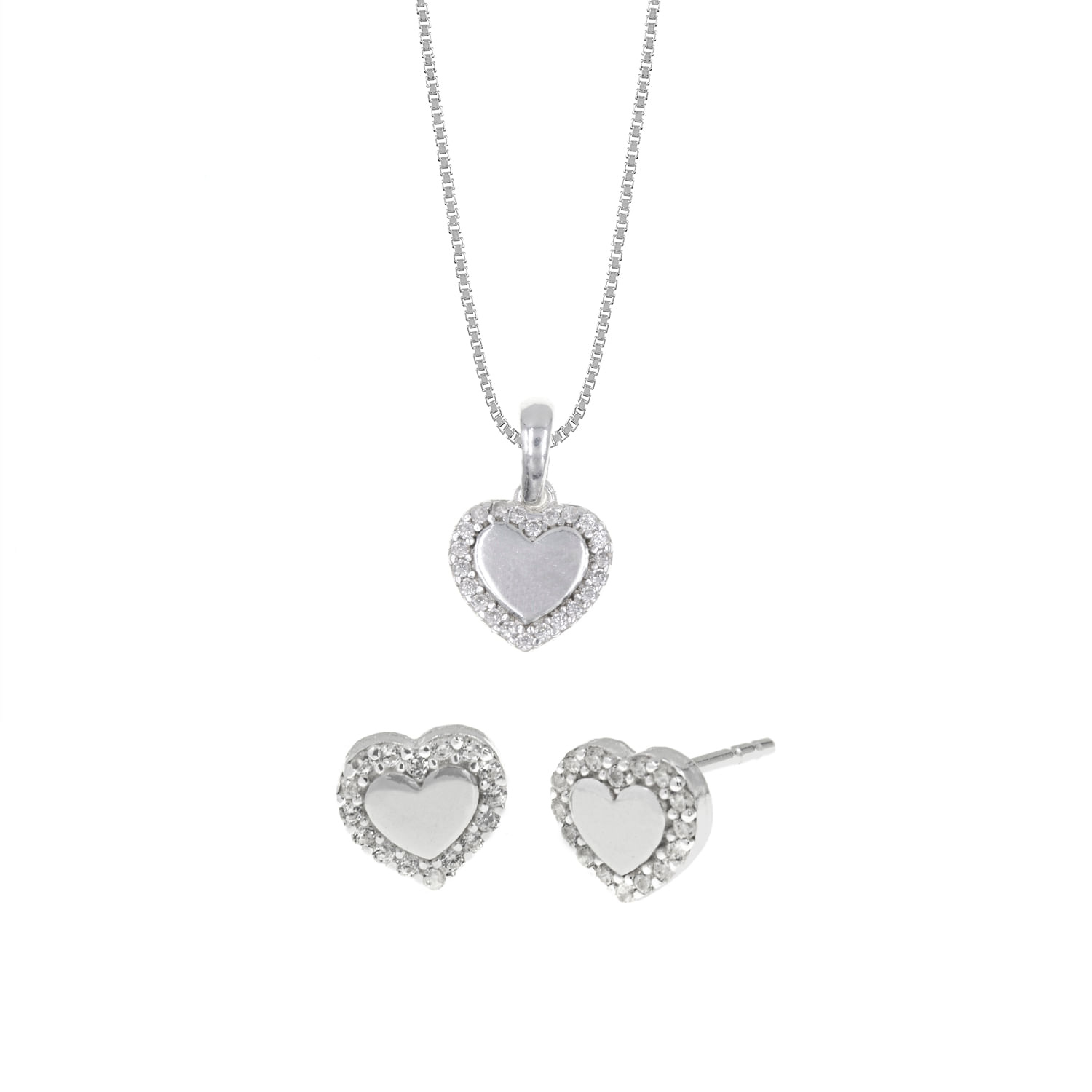 Set Collar Y Aretes Plata 925 Corazón Mujer Baliq
