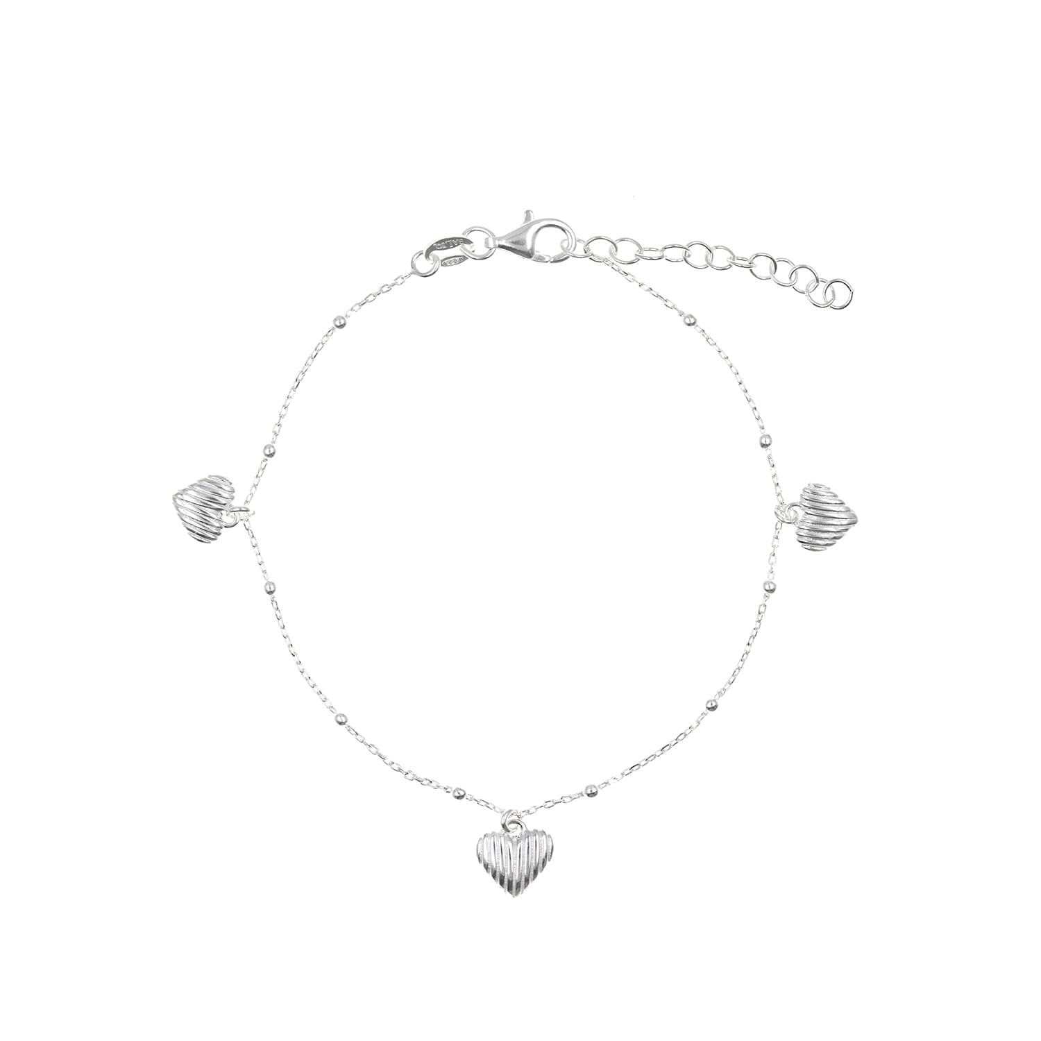 Pulsera Plata 925 Corazones Mujer Baliq