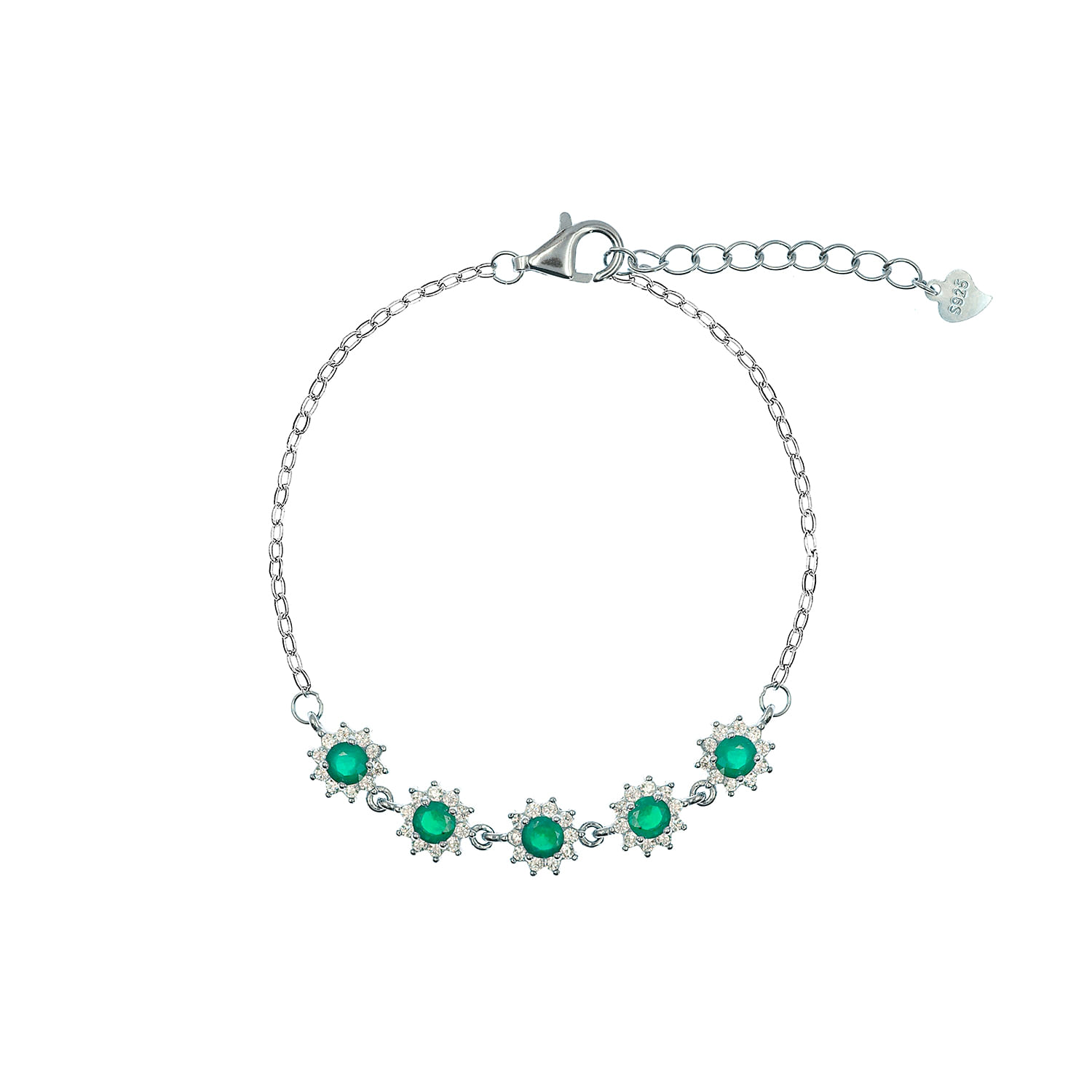 Pulsera Plata 925 Esmeralda Roseta Mujer Baliq