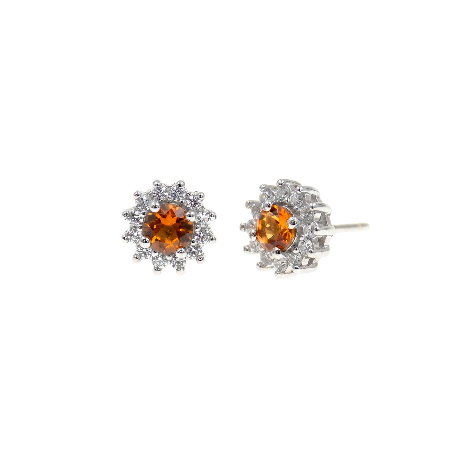 Aretes Plata 925 Roseta Citrino Mujer Baliq