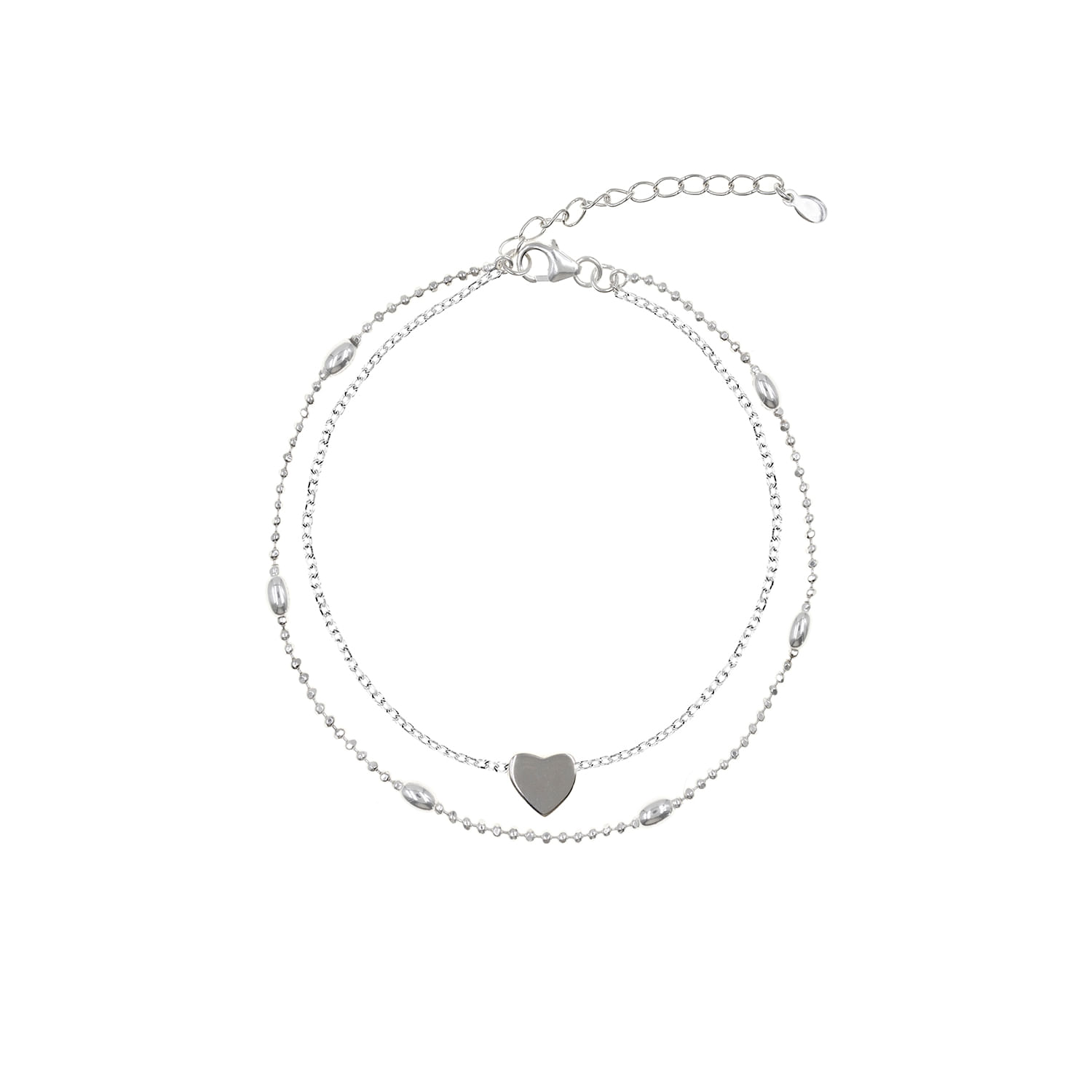 Tobillera Plata 925 Corazón Mujer Baliq