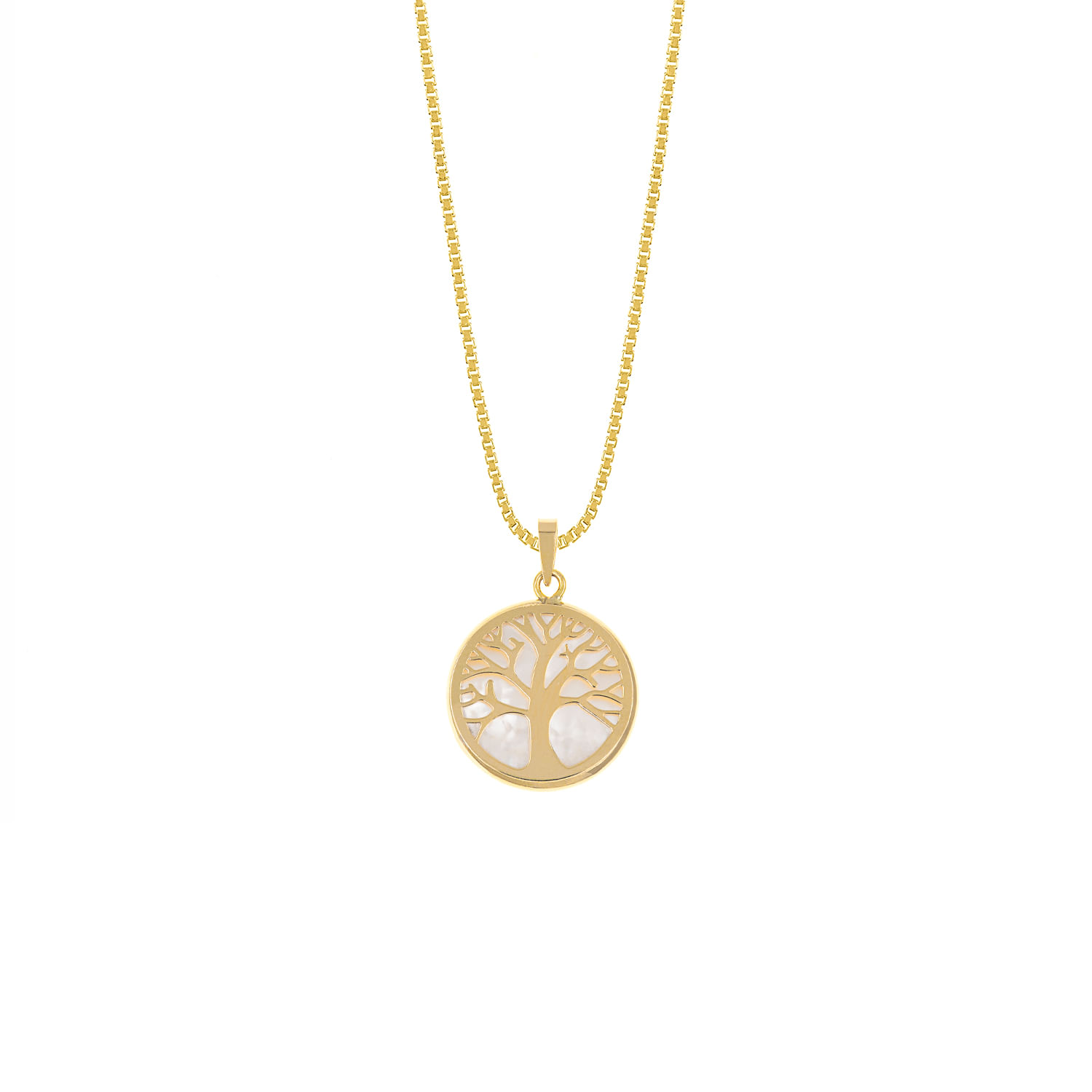Collar Oro 18K Árbol De La Vida Nacar Mujer Baliq