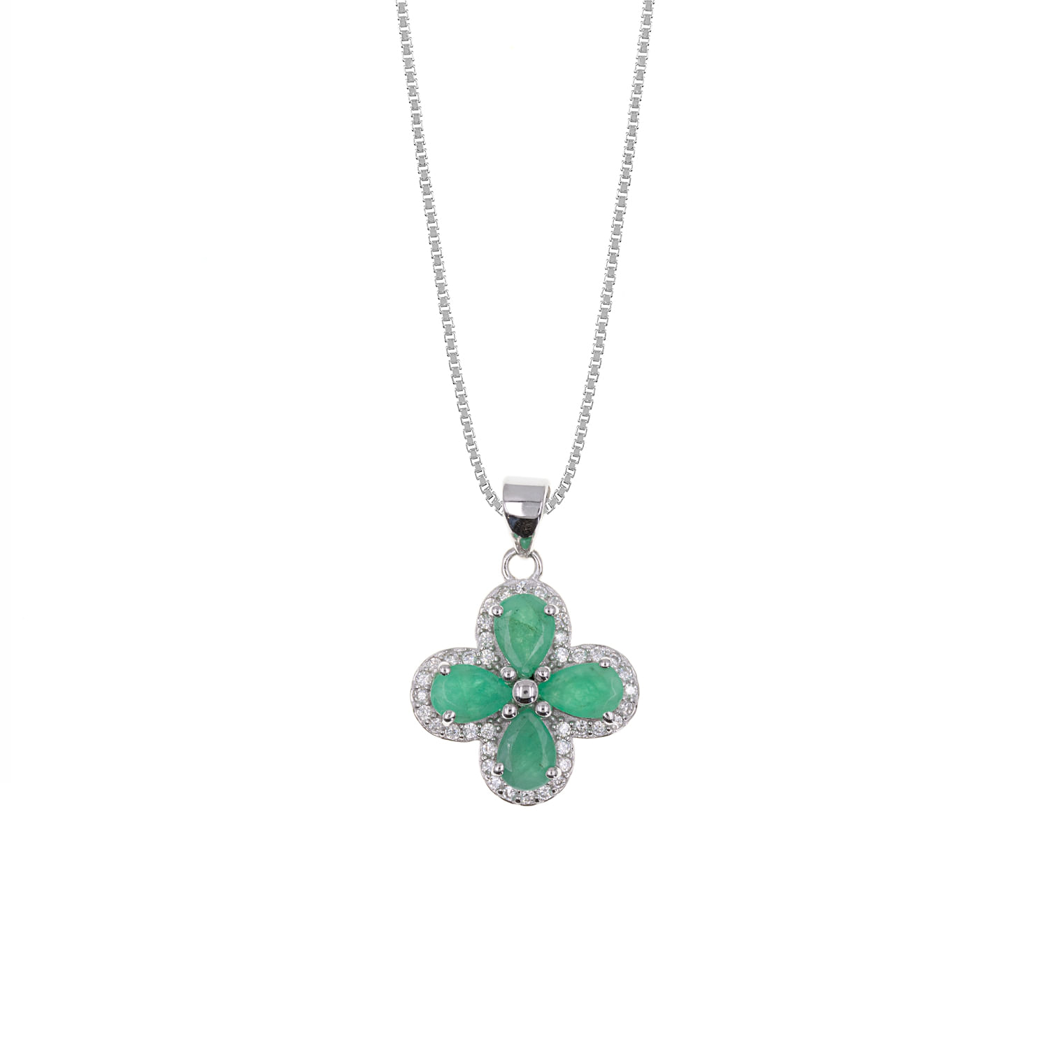 Collar Plata 925 Casual Esmeralda Mujer Baliq