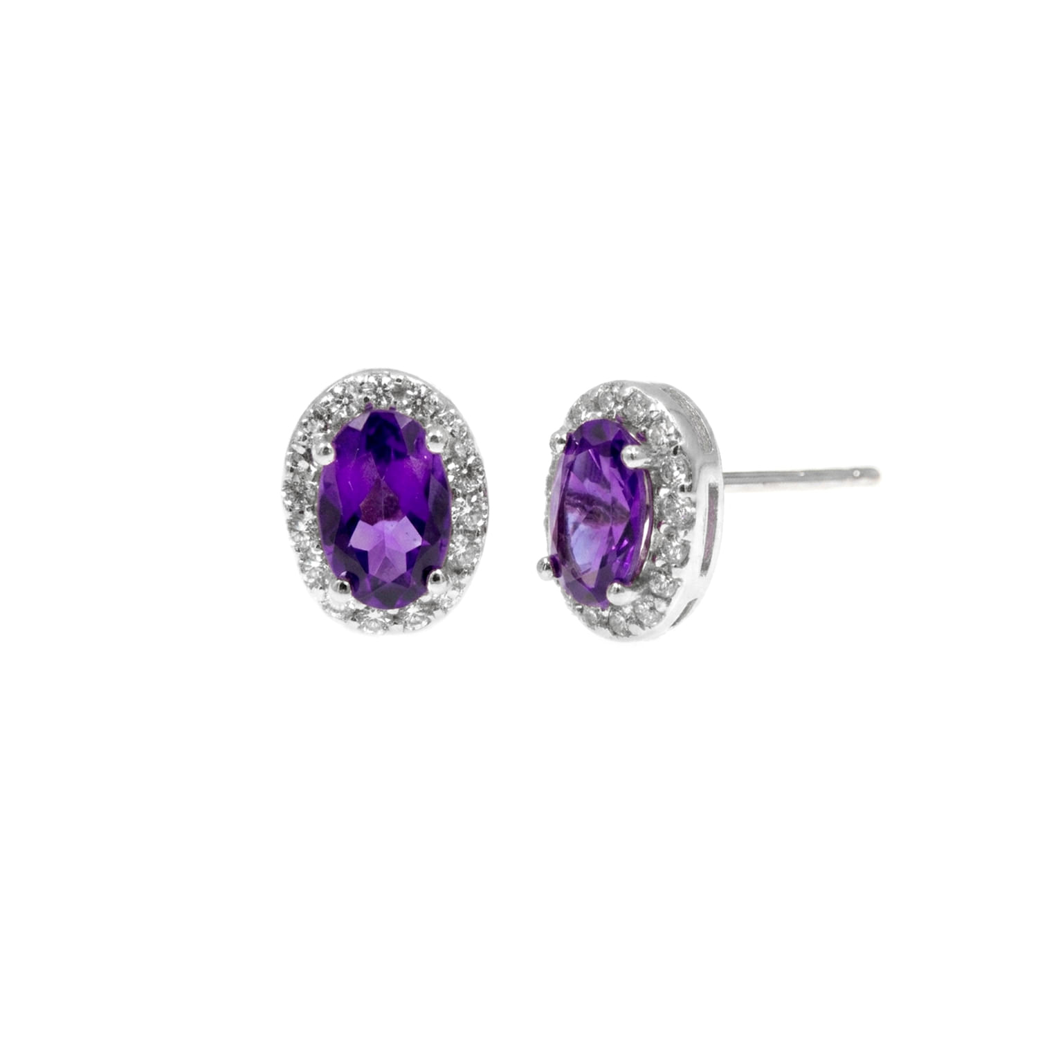 Aretes Plata 925 Oval Amatista Mujer Baliq
