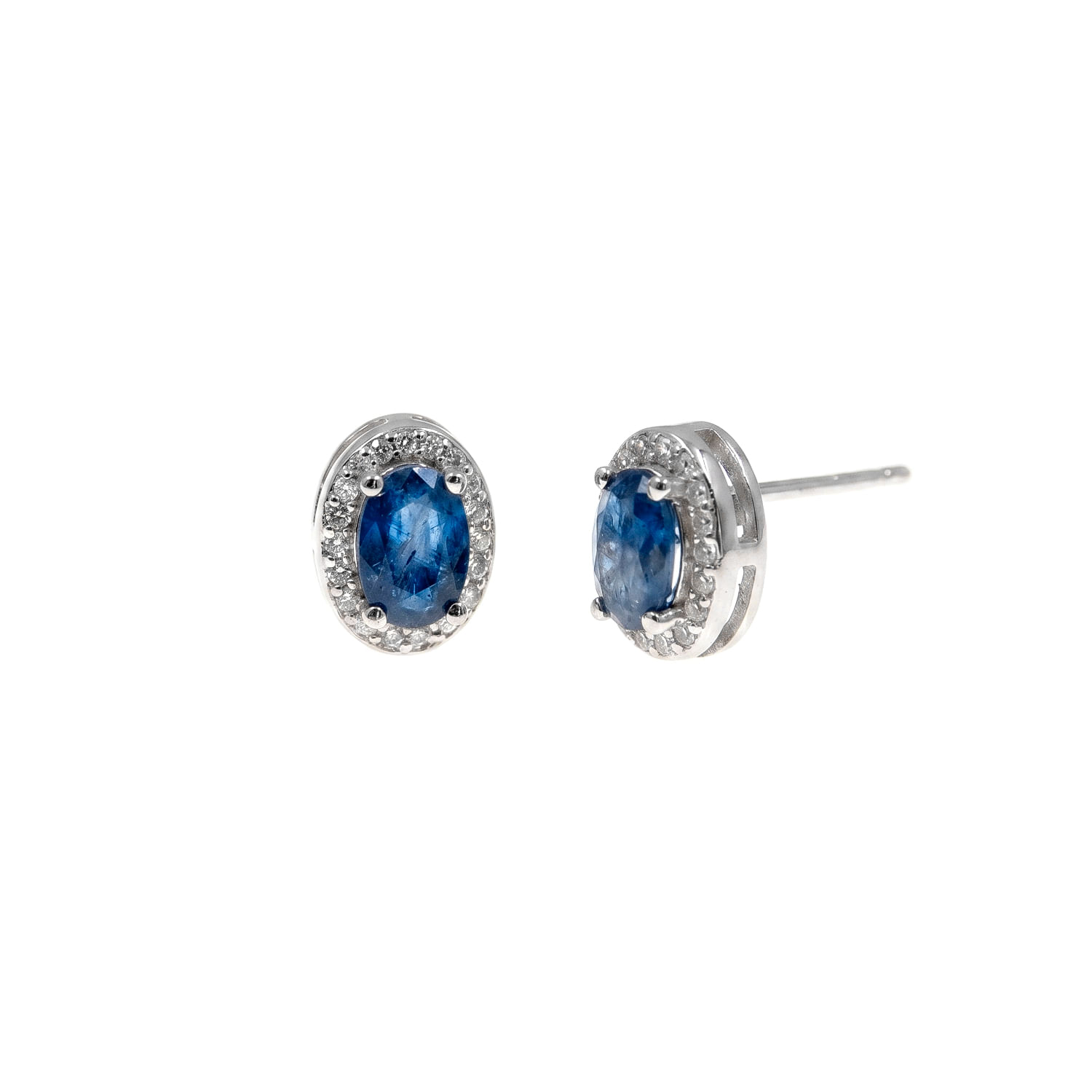 Aretes Plata 925 Zafiro Oval Mujer Baliq