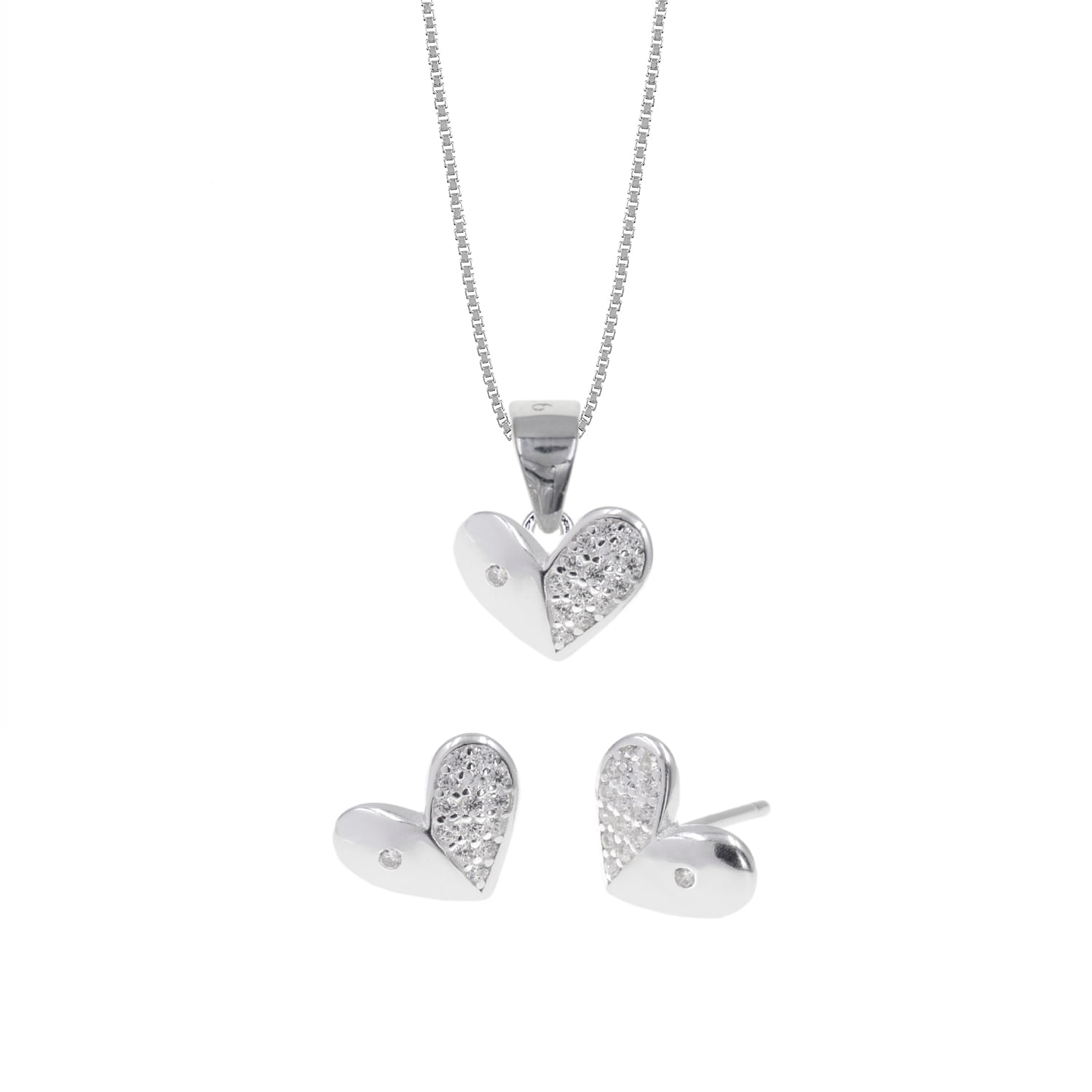 Set Collar Y Aretes Plata 925 Amor Mujer Baliq