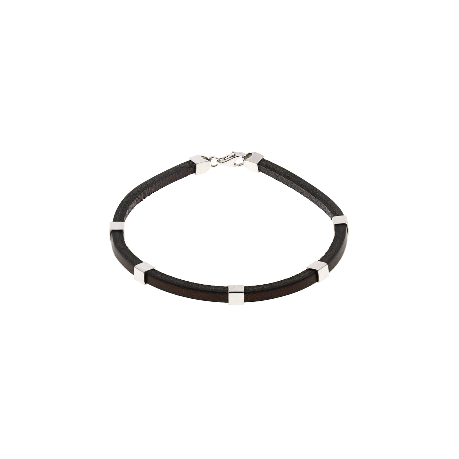 Pulsera Plata 925 Cilindros Red & Cuero Mujer Baliq