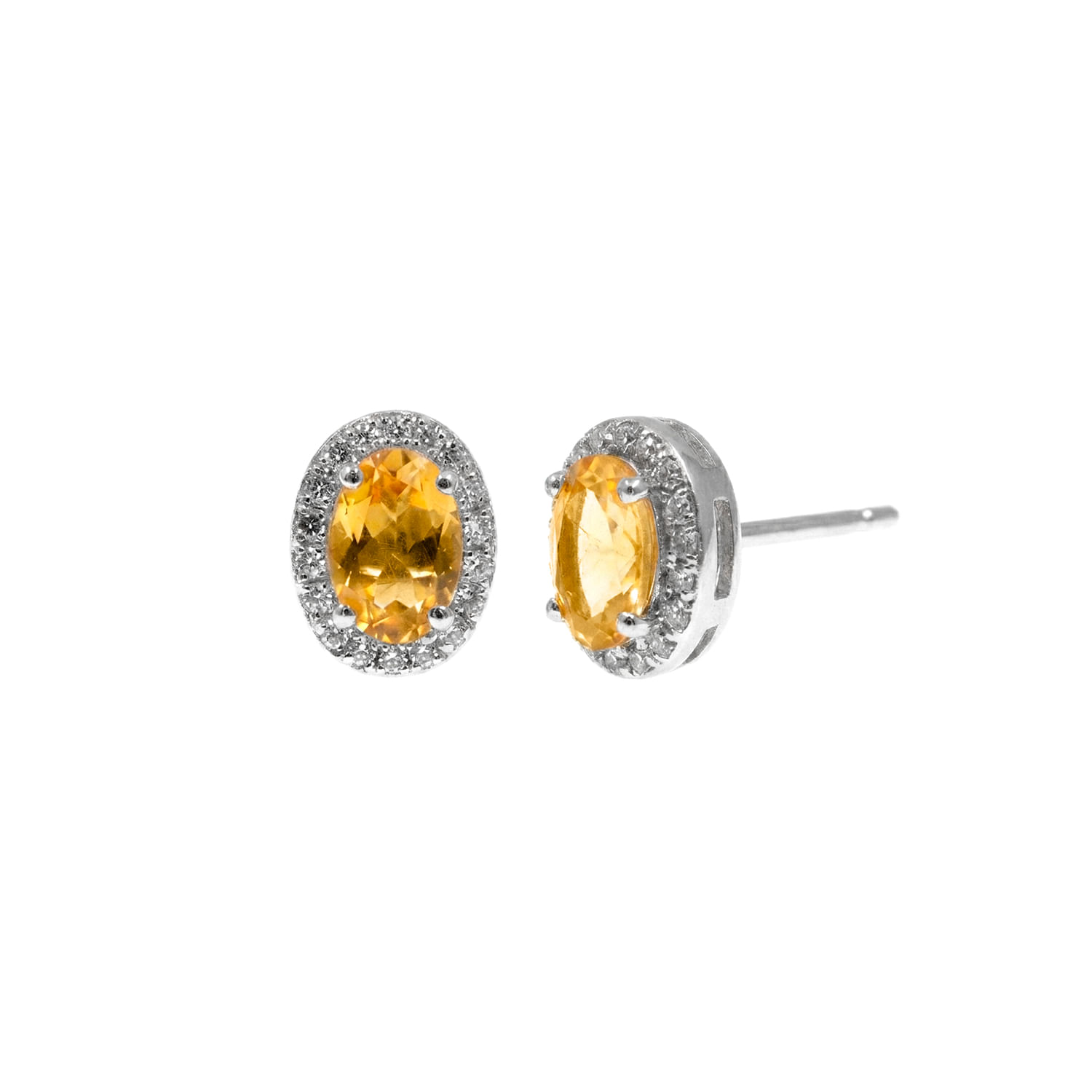 Aretes Plata 925 Oval Citrino Mujer Baliq