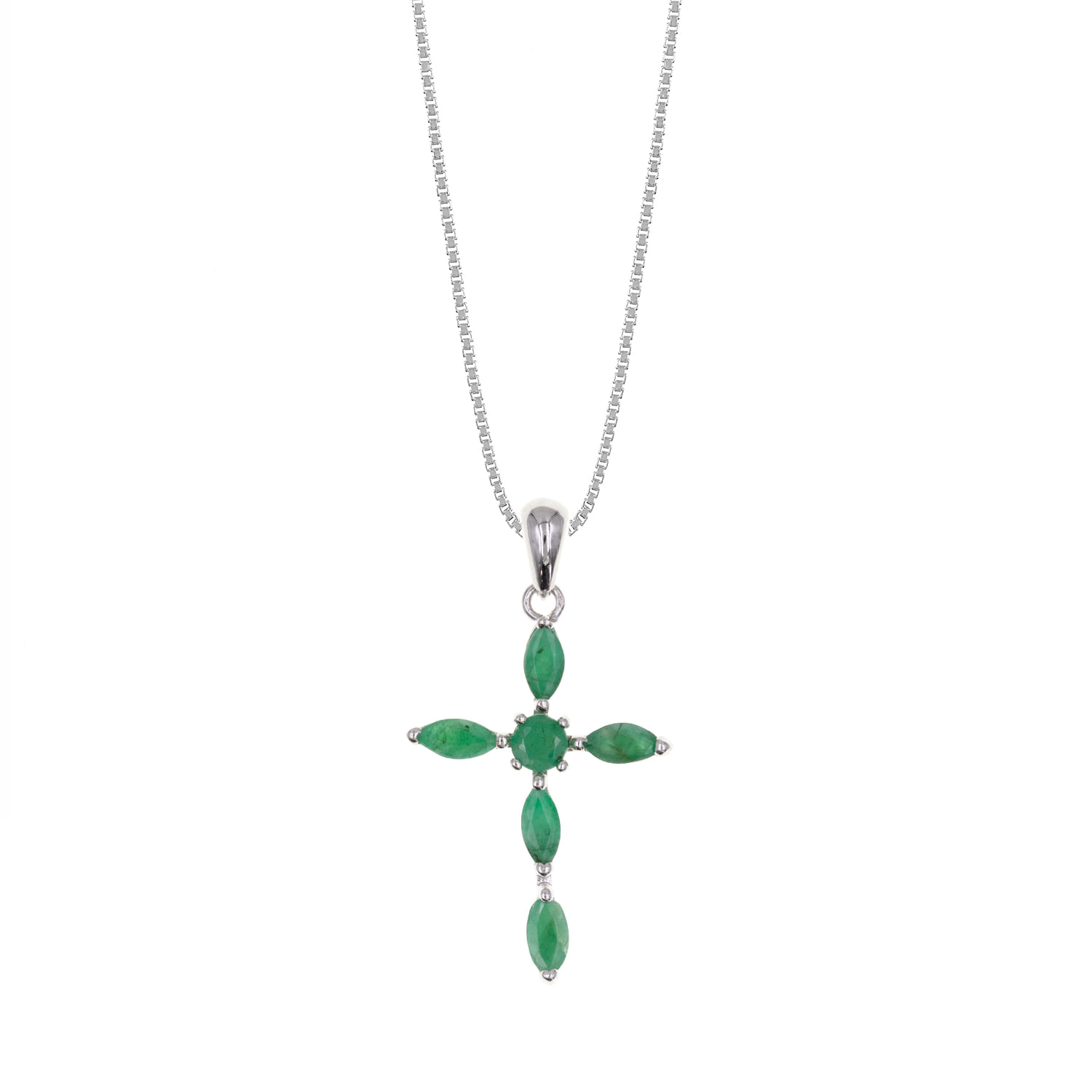 Collar Plata 925 Esmeralda Casual Mujer Baliq