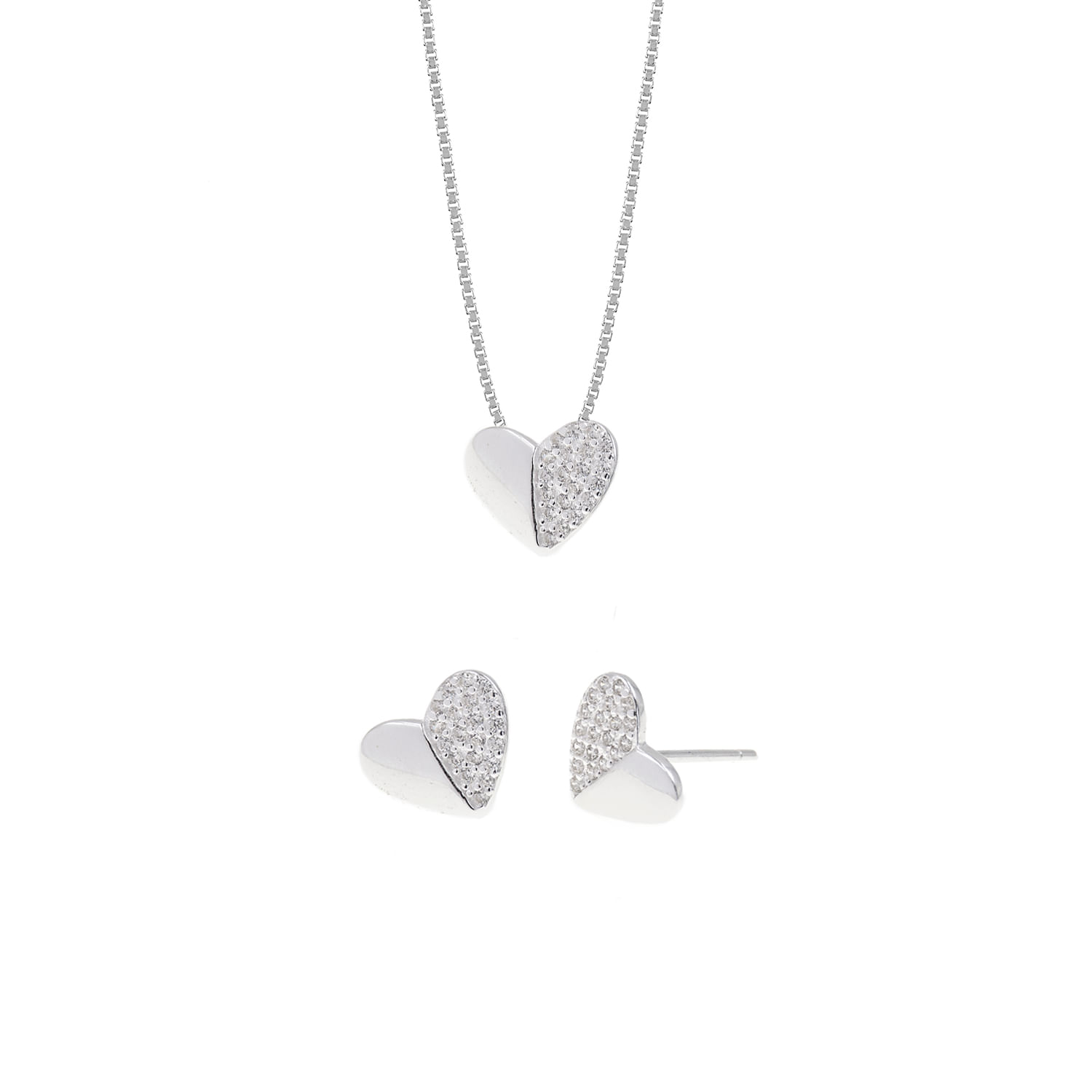 Set Collar Y Aretes Plata 925 Latidos 1 Mujer Baliq