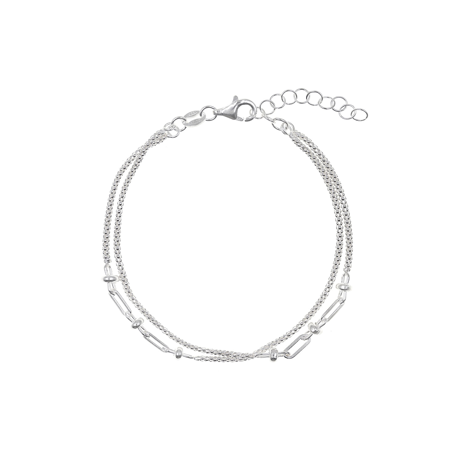 Pulsera Plata 925 Popcorn Clip Mujer Baliq