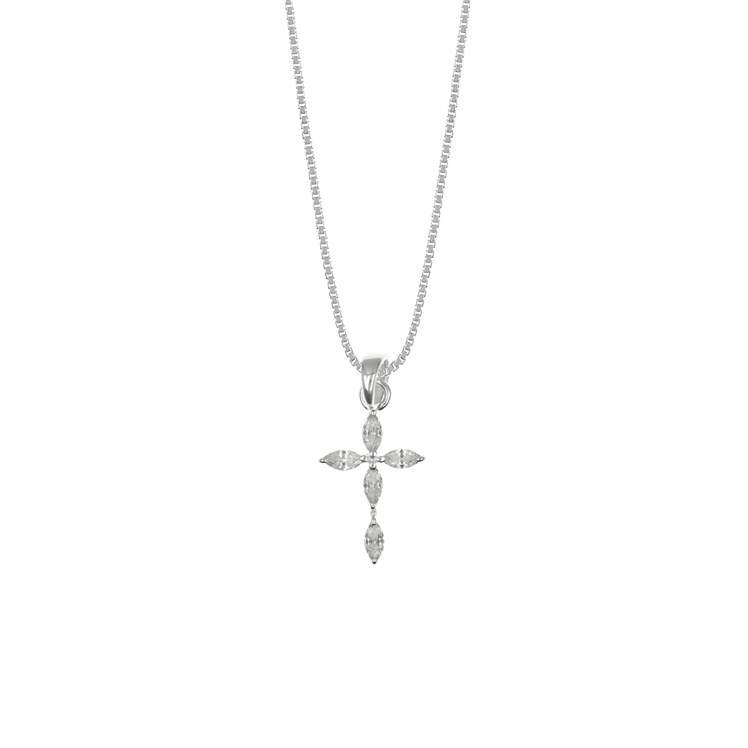 Collar Plata 925 Cruz Oval Mujer Baliq