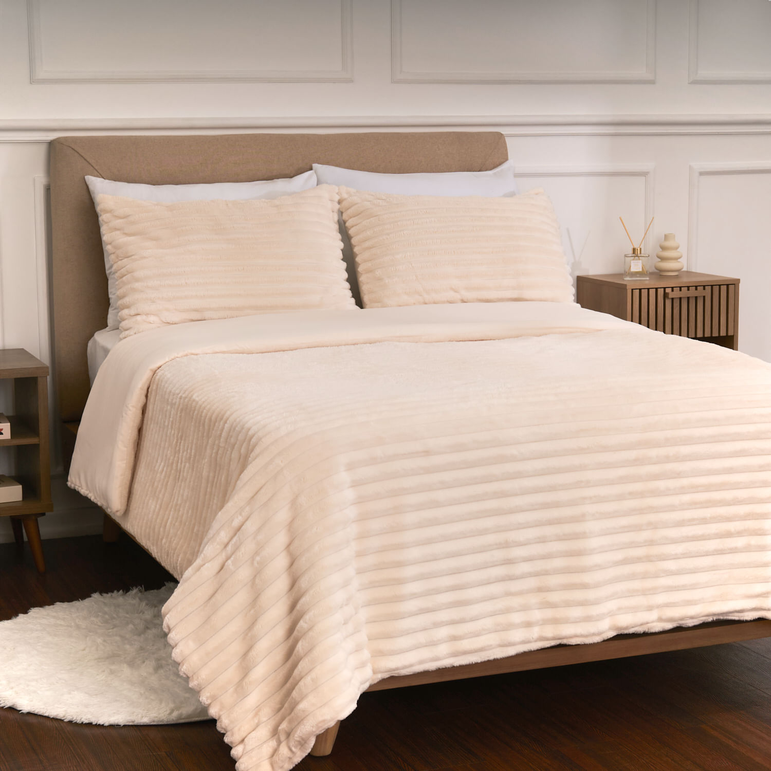 Edredon OI26 Stripes Flannel Ivory