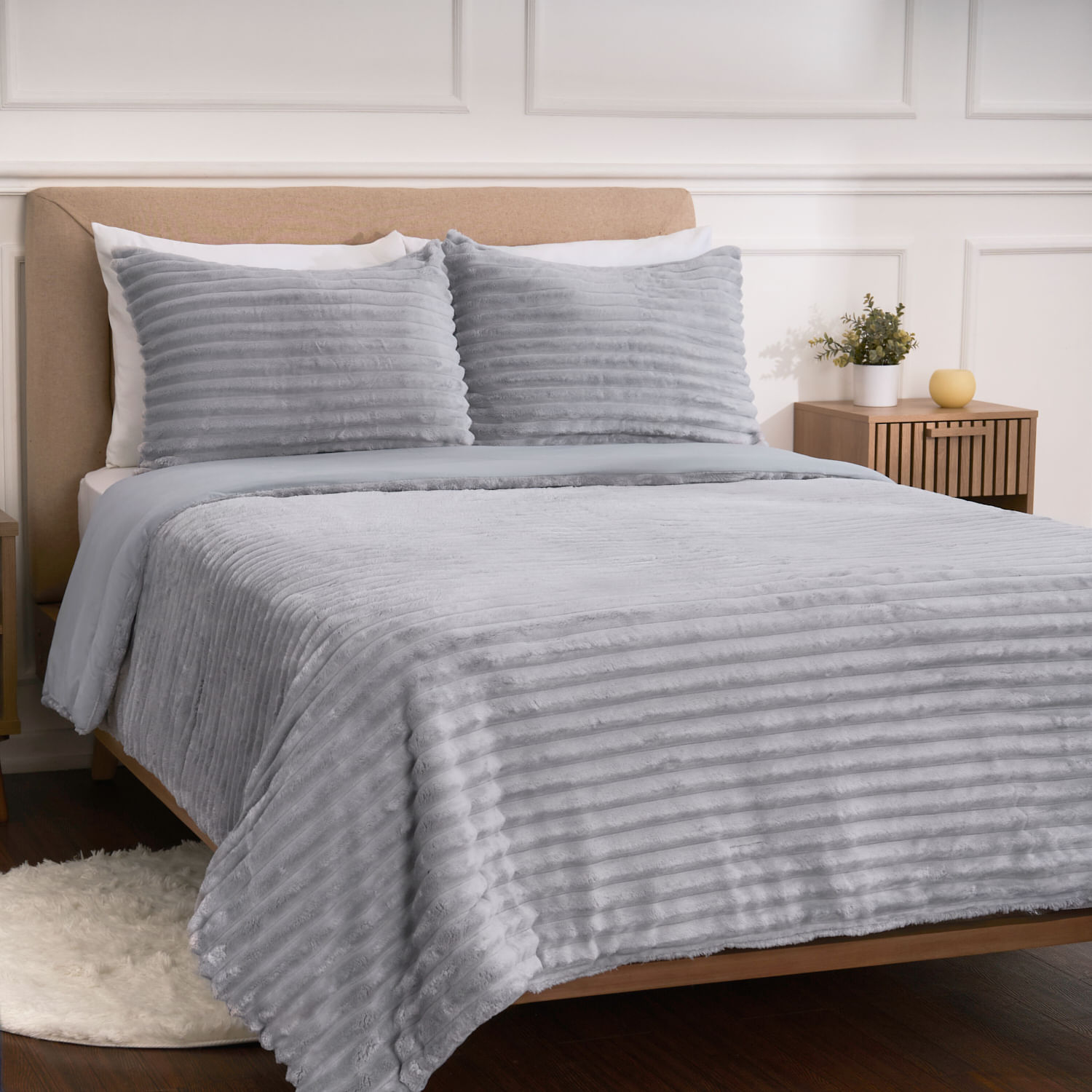 Edredon OI26 Stripes Flannel Light Gris