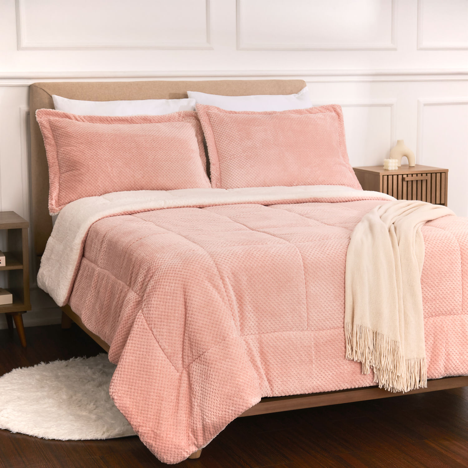 Edredon OI26 Zigzag Sherpa Charcoal 2 Plazas
