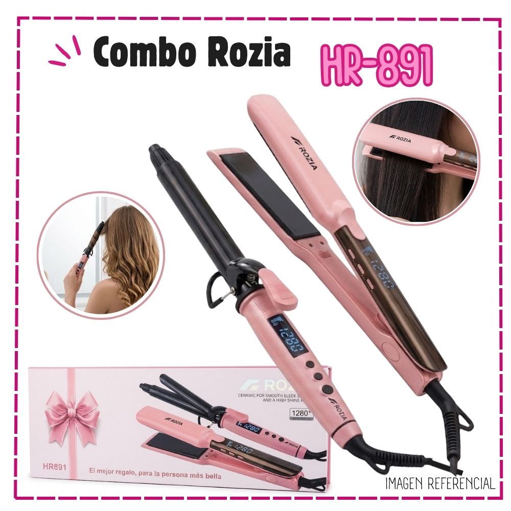 Combo ROZIA ALIZADORA - RIZADOR DE CABELLO HR-891