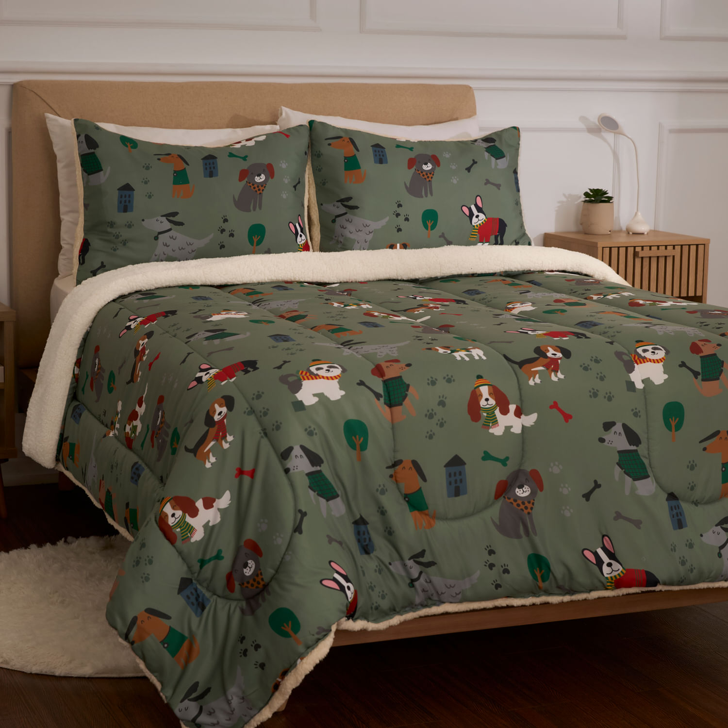Edredon Oi26 Print Sherpa Perritos
