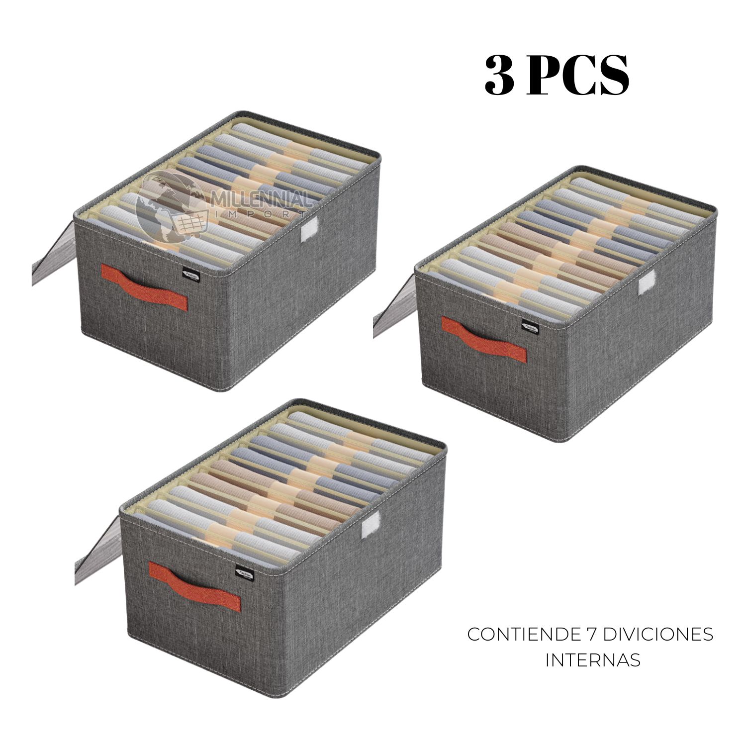 3 Pcs Organizadoras Plegable De Ropa Caja De Almacenamiento Con Tapa y Divisiones