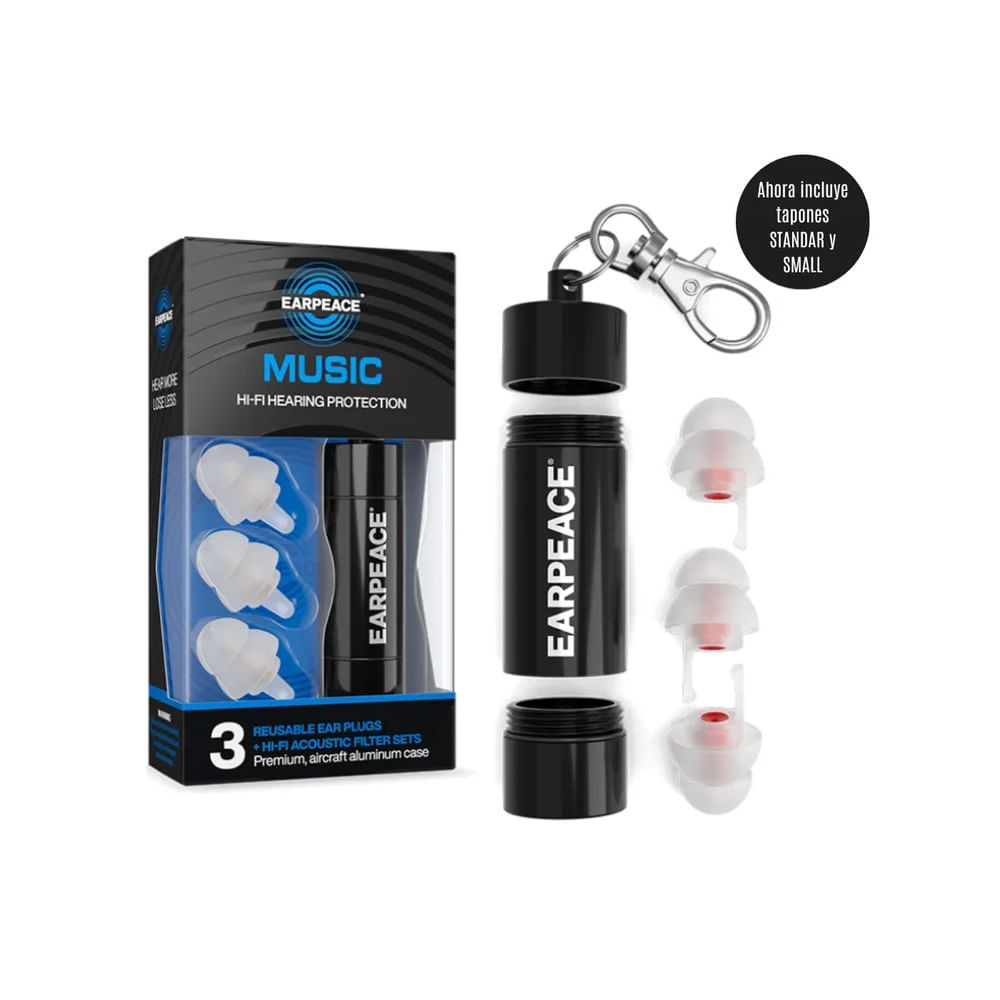 Tapones de Oìdo Antiruido con Filtros de Reducción de Ruido 17dB 20dB y 26dB - EARPEACE MUSIC 0 Negro