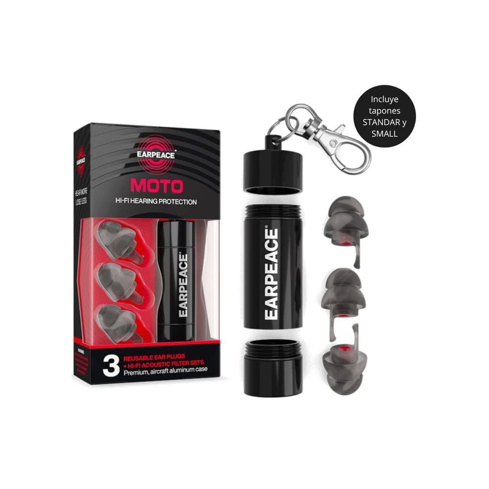 Tapones de Oìdo Antiruido con Filtros de Reducción de Ruido de 17dB 20dB y 26dB - EARPEACE MOTO 0 Negro