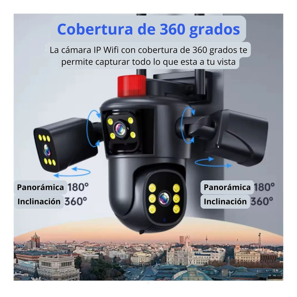 CÁMARA DE SEGURIDAD PULPO 3 LENTES FULL HD IPC 849 LINTERNA SIRENA
