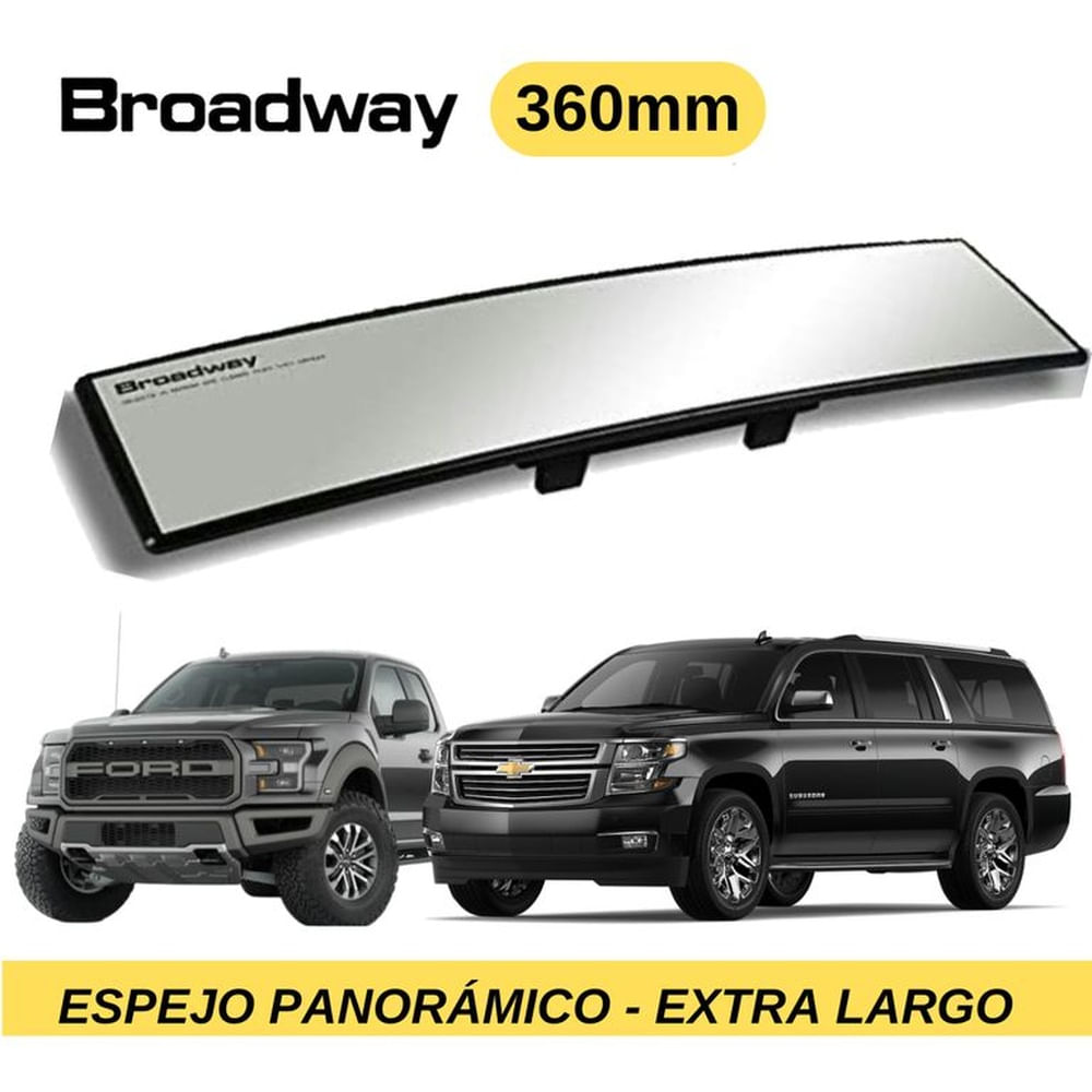 Espejo Retrovisor de Punto Ciego EXTRA LARGO de 360mm Para Autos Grandes- Broadway Natural