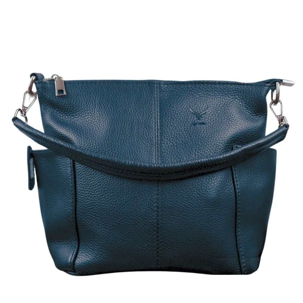 Cartera De Cuero Vacuno Diseño Moderno Azul 605
