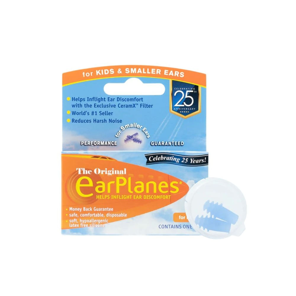 Tapones para Dolor de Oído en Avión - Niños y Oídos Pequeños - EARPLANES S Azul