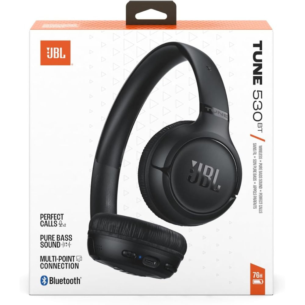 Audífonos JBL Tune 530BT Bluetooth 6.0 Hasta 76 Horas y Micrófonos Duales Negro