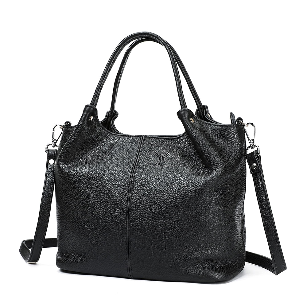 Cartera De Cuero Vacuno Diseño Moderno Negro 7776