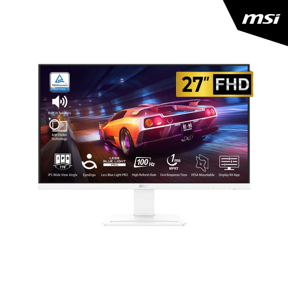 Monitor MSI PRO MP273AW 27  FHD IPS 1920x1080 100Hz 1ms HDMI DP Altavoces Blanco