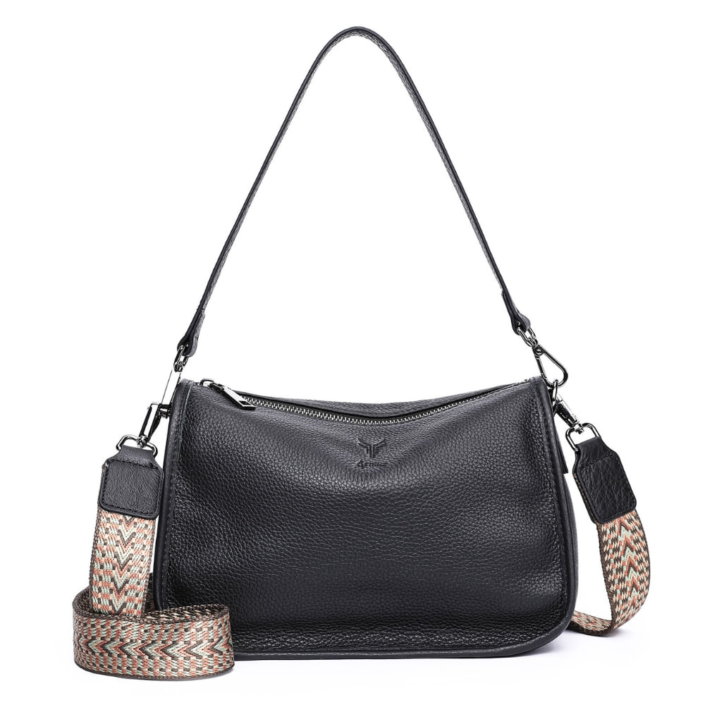 Cartera De Cuero Vacuno Diseño Práctico Y Moderno Negro 7745