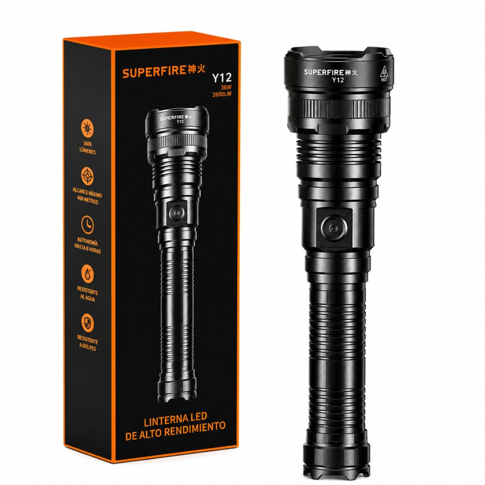 Linterna Táctica Superfire Y12 P90 3000 Lumenes 390m
