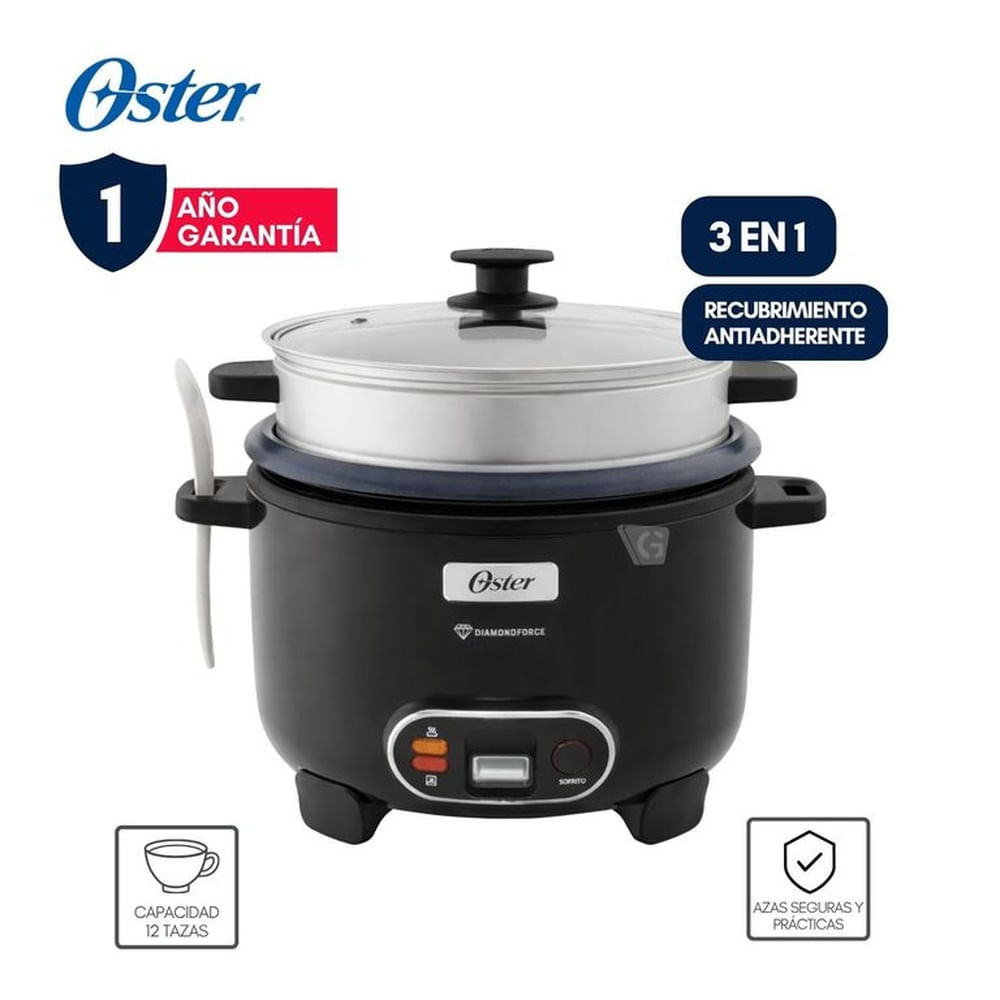 Olla arrocera Oster 3 en 1 DiamondForce 2.2 L CKSTRC12DFBLK