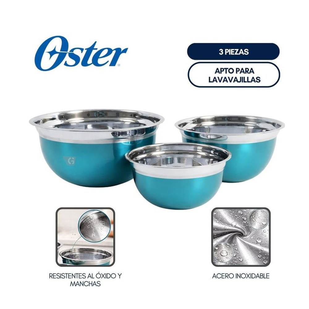 Set De 3 Bowls Rosemond Turquesa OSTER 109499.03