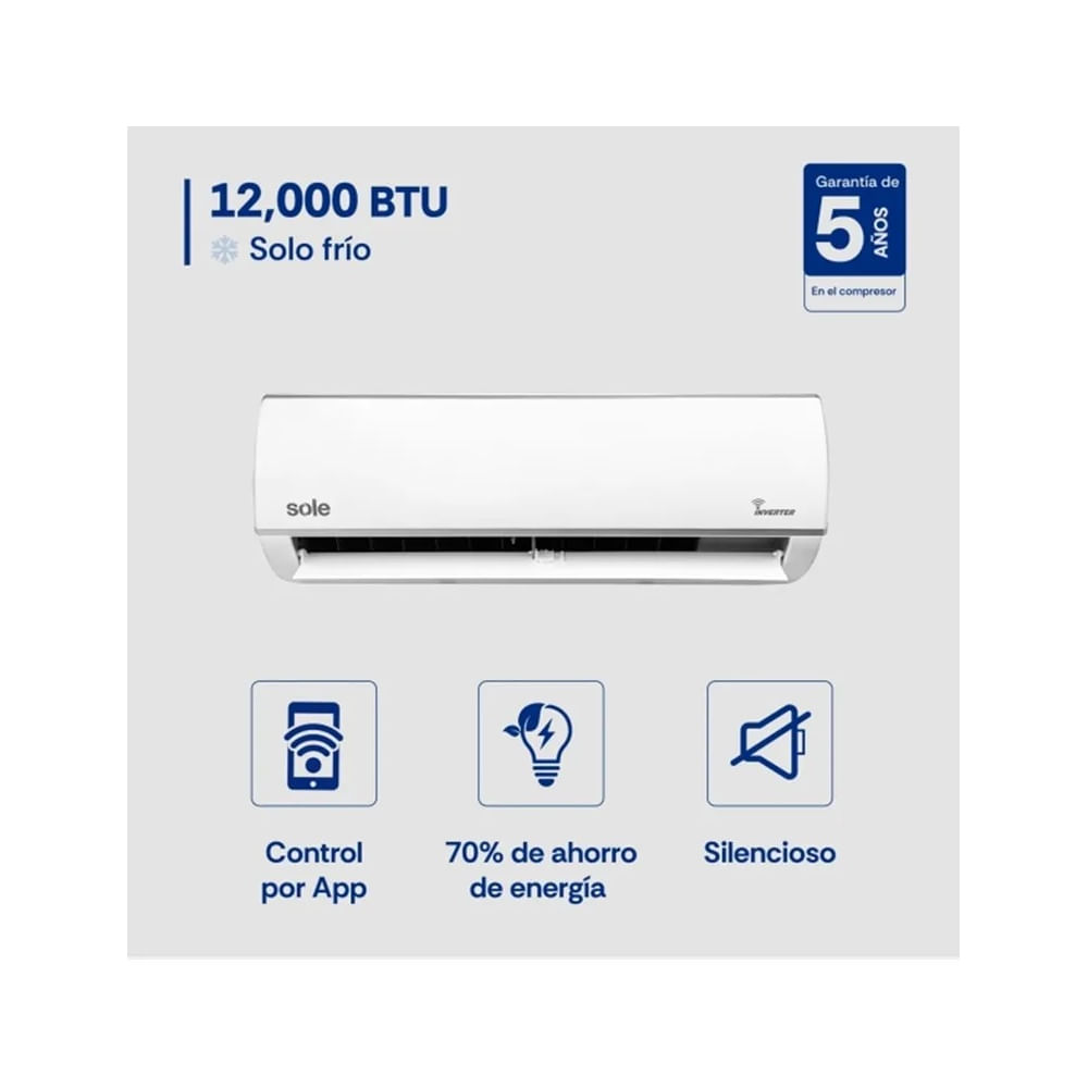 Aire Acondicionado Split Inverter Wifi Sole 12 KBTU SOLAIR013