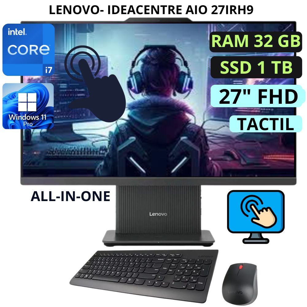ALL IN ONE LENOVO IDEACENTRE 3 27IRH9 INTEL CORE i7 Ram 32GB SSD 1 TB  27  TOUCH