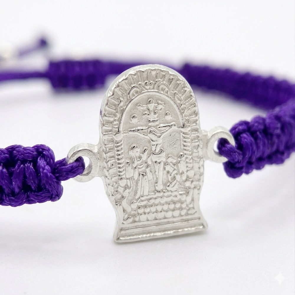 Lleva tu fe contigo- Pulsera Tejida Señor de los Milagros en Plata