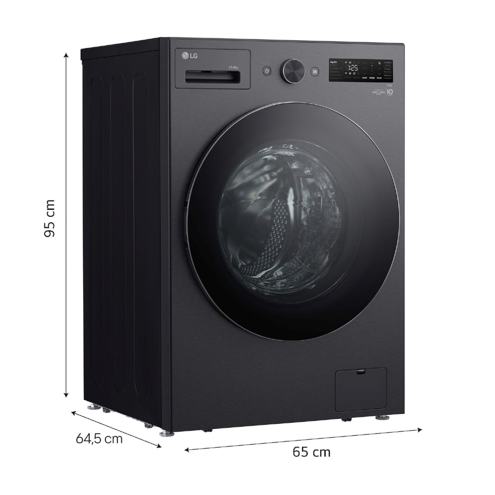 Lavaseca Automática LG WD15EBNTSPG 15Kg Lavado - 8Kg Secado Carga Frontal Negro