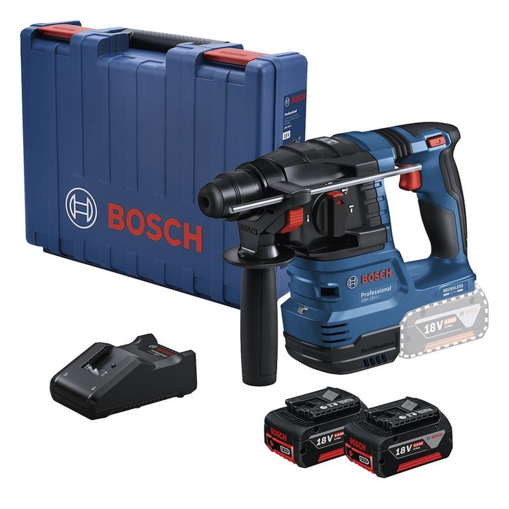 Rotomartillo SDS Plus 18V Brushless Incluye 2 Baterias 4Ah y Carg Bosch GBH 185-LI