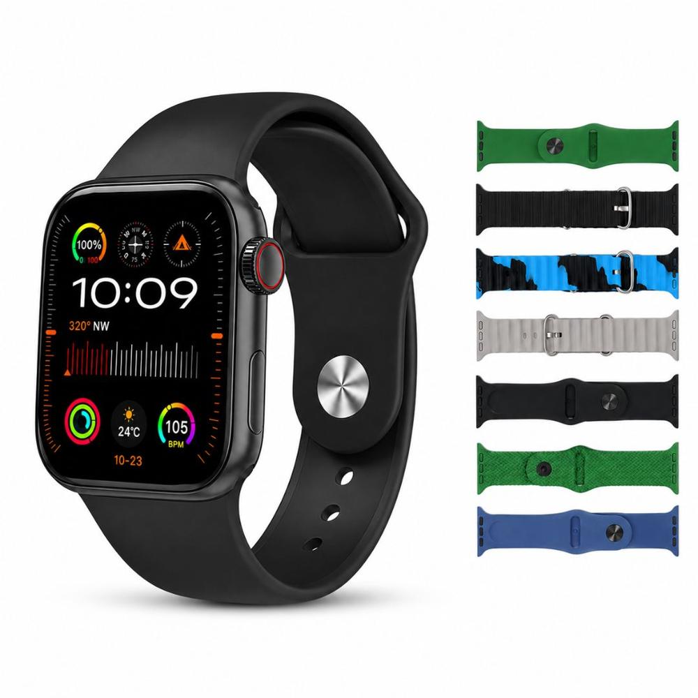 Smartwatch GUS-08 Series 11 AMOLED 7 en 1 con 7 Correas y Modos Deportivos - Negro