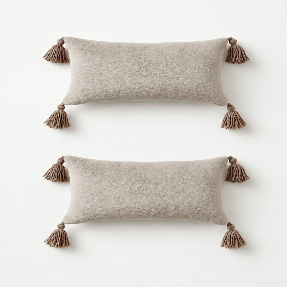 Pack 2 Cojines Decorativos Boreal Marrón Nieve 28x50 cm by Zalmohadas